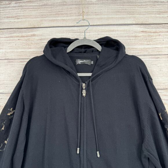 Howe Zip Up Hooded Sweatshirt Mens XL Black Streetwear - Picture 3 of 12